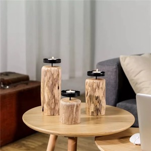 Porte-bougie classique en bois conçu à partir de bois naturel pour la décoration de la maison, les zones de prière, la décoration de festival et l'utilisation de lumière apaisante - Product Image 2