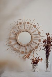 Vente chaude À La Main En Rotin Rond Vintage Rustique Mur Miroir Taille Personnalisée pour Salon Cuisine Chambre FBA pour - Product Image 4