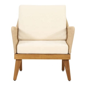 Nuevo diseño de muebles indonesios, sillas minimalistas de madera y ratán para jardín, más estética y espuma gruesa, tela suave - Product Image 5