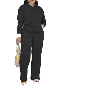 Ensemble 2 pièces d'été pour femme, style urbain, motif uni, sweat à capuche et pantalon de jogging, en molleton Spandex/Polyester anti-boulochage, coupe courte - Product Image 3