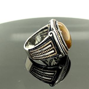 Handmade Silver Men's <b>Ring</b> with Natural <b>Tiger</b> <b>Eye</b> Gemstone Vintage Ottoman Style Oval <b>Ring</b> Fine Jewellery Wholesaler - Product Image 5