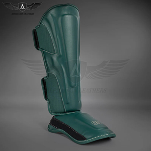 สนับแข้งมวย MMA หนัง PU สีเขียว บริการ OEM ผู้ผลิตชั้นนำ รับทำโลโก้ ทนทาน น้ำหนักเบา - Product Image 2