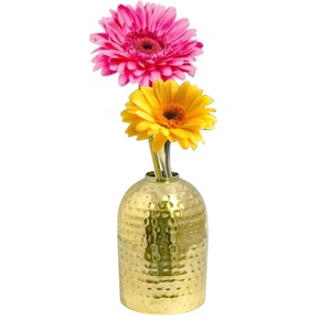 Vase à fleurs en fer doré martelé de style côtier Pot de fleur de table de luxe fait à la main pour décor de mariage ou décor d'hôtel - Product Image 1