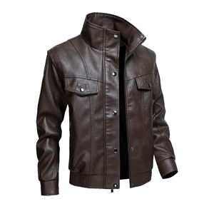 Chaqueta de Cuero de la Mejor Calidad para Adultos, Color Marrón Oscuro, Cierre de Cremallera con Botones, Chaqueta de Cuero de Invierno para Usar en la Calle - Product Image 3