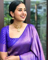 Doux Lichi Soie Saree Blouse Blanc Rouge Couleur Zari Travail Saree Indien Traditionnel Saree Soie sariBanarasi kanchipuram Royal Export