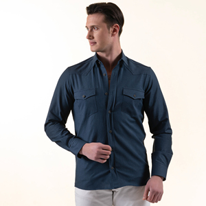 เสื้อเชิ้ตลำลองสไตล์ซาฟารีสำหรับผู้ชายผ้าคอตตอน S100 % เสื้อเบลาส์แขนยาวสี2021ฤดูใบไม้ร่วงเสื้อกลางแจ้งซาฟารีสีทึบ - Product Image 2