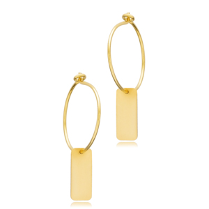 Rectangle Charm Design 20 mm <b>Hoop</b> <b>Earrings</b> Wholesale Turkish Handcrafted 925 <b>Sterling</b> <b>Silver</b> Fine Jewelry - Product Image 3