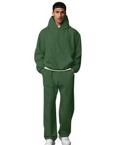 Ensemble survêtement personnalisé pour homme en molleton vert forêt, sweat-shirt à capuche décontracté d'hiver, pantalon de survêtement, streetwear pour homme - Product Image 1