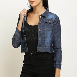 Chaquetas Cortas Oversize para Mujer en Oferta, Diseño Personalizado 2026, Chaquetas Cortas de Mezclilla Lisas para Mujer Hechas en Pakistán - Product Image 4