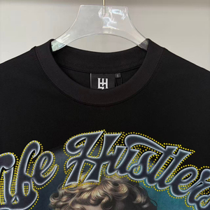 Nouveau design Life Hustler T-shirt pour homme en coton rétro respirant à manches courtes avec motif diamant - Product Image 4
