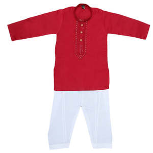 ชุดคุรตะ ชัลวาร์ปักลายสำหรับเด็กผู้ชาย - สีมารูน - Product Image 3