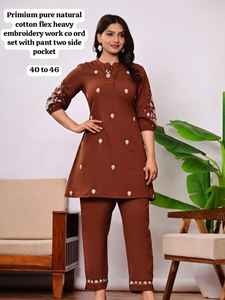 Conjunto de Dos Piezas de Algodón Natural Premium con Bordado Intenso, con Dos Bolsillos, para Mujer, Informal, para Fiestas, de Secado Rápido, para Todas las Temporadas - Product Image 2