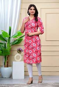 Kurta ผ้าฝ้ายเรยอนลายดอกไม้ผ้าฝ้ายลายดอกไม้ตามชาติพันธุ์ของผู้หญิงขายส่งได้ตามต้องการ - Product Image 2