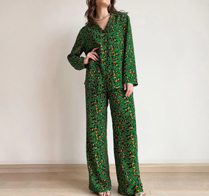 Pijama de algodón personalizado para mujer, Conjunto de pijama con volantes, conjunto de ropa de descanso, camisa de manga corta, pijama al por mayor de Bangladesh - Product Image 1