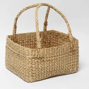 Manufacturing Eco-friendly Water Hyacinth Gift Basket With Handles Handwoven Cheap Price From Vietnam