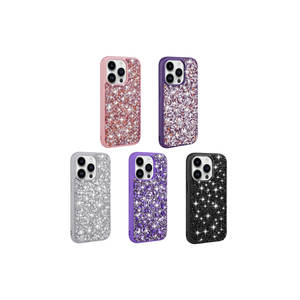 Étui en silicone de luxe violet foncé scintillant pour iPhone 14 Pro Max, coque de protection brillante avec strass et diamants, en silicone souple - Product Image 2