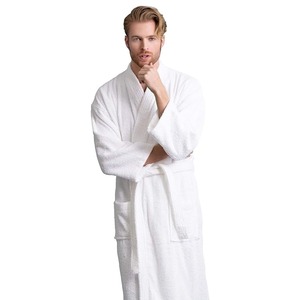 Albornoz de franela supersuave para hombre, alta calidad, peso pesado, manga larga, color blanco liso, con diseño impreso - Product Image 3