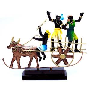 Peint à la main Ox Cart Iron Showpiece Durable Home Decorative Metallic Art - Product Image 2