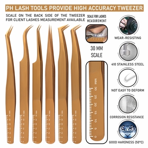 สร้อยขนตาทองชุด 6 ชิ้นชิ้นพร้อมกรณีแม่เหล็กฉลากส่วนตัวเครื่องมือที่ดีที่สุดสําหรับขนตาขนตาต่อขนตาแหนบ - Product Image 5