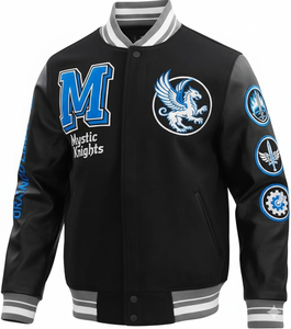 Personalizable Varsity Letterman chaqueta lana mezcla cuerpo imitación cuero mangas escuela equipo estilo - Product Image 1