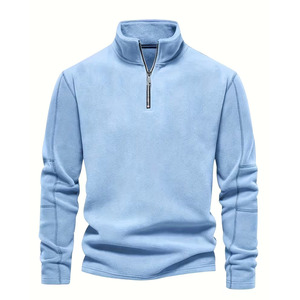 Nouveau sweat à capuche en polaire pour homme, col montant, demi-zip, manches longues, tendance européenne, toutes les occasions, hauts pour homme, pull - Product Image 1