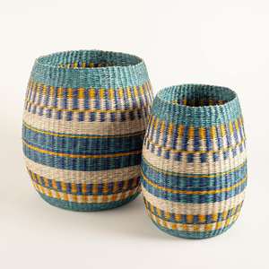 Best Selling Blue Seagrass Art Deco <b>Floor</b> <b>Vase</b> Set Wholesale Decorative Straw <b>Vases</b> - Product Image 4