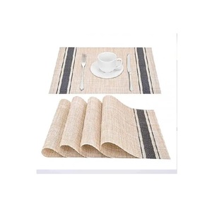 Tapetes de mesa de comedor de algodón orgánico rojo 100%, patrón cuadrado de doble capa certificado GOTS para uso doméstico en hoteles, exportador indio superior - Product Image 2