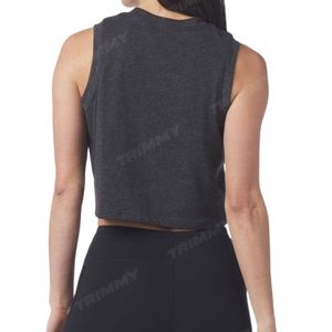 Ropa de gimnasio activa Top corto de algodón personalizado Mujeres Entrenamiento Yoga Chaleco Camisetas sin mangas al por mayor - Product Image 3