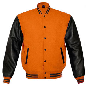Chaqueta universitaria OEM de tendencia industrial para hombre, ropa Vintage con soporte, chaqueta Bomber de béisbol de cuero con logotipo bordado personalizado para hombre - Product Image 2
