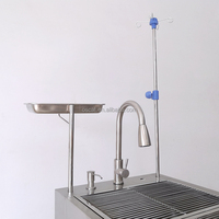 Table de traitement vétérinaire OSCAT en acier inoxydable 304 avec robinet extractible et 2 sorties d'eau pour hôpital vétérinaire
