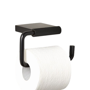 Porte-papier toilette mural en métal noir fait à la main pour la maison et les hôtels, utilisation en salle de bain - Product Image 1