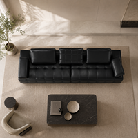 Canapé moderne en cuir véritable écologique avec assise matelassée, dossier réglable en éponge, en forme de L, idéal pour appartements et hôtels