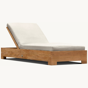 Chaise longue en teck écologique pour usage extérieur, au style moderne et durable, équipée de coussins moelleux - Product Image 4