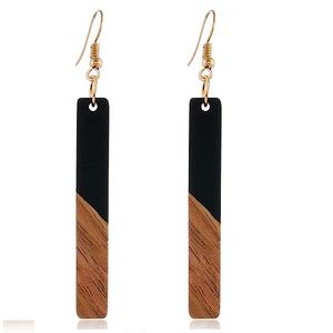 ต่างหูห่วงเรซินสำหรับผู้หญิงต่างหูดีไซน์ใหม่ทำจากไม้เรซินต่างหูทรงเรขาคณิตแบบกลวงเครื่องประดับแฟชั่น - Product Image 3