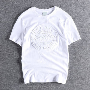 T-shirts tendance en coton/fibre de bambou écologiques, avec logo en relief 3D, personnalisés pour hommes - Product Image 4