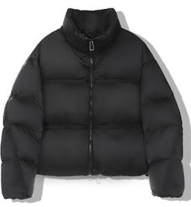 "2025 Men's <b>Jackets</b> Custom <b>Woman</b> <b>Winter</b> Zipper-Up Stand Collar Cropped Puffer <b>Jackets</b> <b>Waterproof</b> Leather <b>Jacket</b> Cotton Filling" - Product Image 1