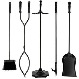 Decorative iron <b>fire</b> <b>tools</b> set with rustic charm and functional quality perfect for interior fireplace arrangements - Product Image 2