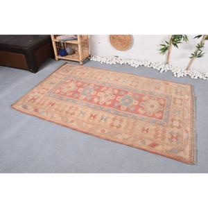 Alfombra Turca de 4,1x6,5 pies, Alfombra Vintage con Borde Beige - Product Image 3