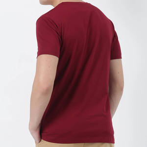 Camiseta de manga corta con cuello en V de color sólido para hombre, logotipo personalizado, venta al por mayor, algodón/fibra de bambú, cómoda y elegante - Product Image 4