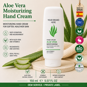Crema de Manos de Aloe Vera de Marca Privada 150ml OEM |   Crema de Manos Hidratante y Reparadora para Piel Seca de Rápida Absorción |   España UE - Product Image 1