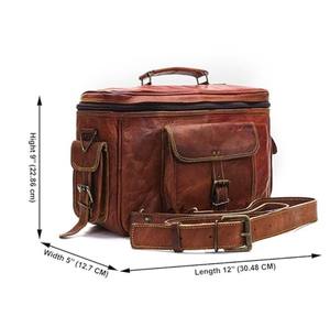 Sac en cuir marron véritable pour appareil photo reflex numérique avec fermeture à glissière Design pliable pour un emballage facile Fournisseur indien - Product Image 4