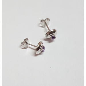 Classic White Gold & Amethyst Ear <b>Stud</b> <b>Earrings</b> 18k Rose Gold for Wedding Engagement Party or Gift - Product Image 4
