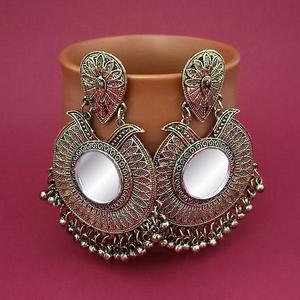 Tip Top Fashions Pendientes de gota de estilo afgano con colgante de espejo chapado en oro 1314834B - Product Image 1