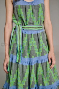 100% coton décontracté pas cher à manches longues femmes imprimé longue maxi robe fines bretelles décolleté profond dos avec ruban de cravate - Product Image 3