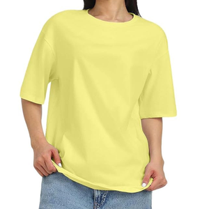 เสื้อยืดผ้าฝ้ายลายกราฟิกสำหรับผู้หญิงทรงโอเวอร์ไซส์สีเขียวมะนาวพิมพ์ลายโลโก้แบรนด์ของคุณออกแบบได้ตามที่ต้องการ - Product Image 1