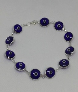 Pulsera de ojo malvado de cristal azul de Plata de Ley 925 | Joyas de piedras preciosas | Fabricación para pedido personalizado - Product Image 3