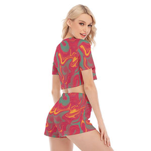 Conjunto de Top Corto y Pantalones Cortos en Colores Pastel, Conjunto de Dos Piezas de Algodón Transpirable de Moda, Conjuntos Cortos para Mujer, Nuevo Conjunto de Top Corto y Pantalones Cortos de Moda - Product Image 6