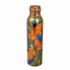 Flower Printed Design Copper <b>Bottle</b> Round Shape Shiny Polished Enamel Printed Flower Design Copper <b>Bottle</b> with Health Benefits - Product Image 6