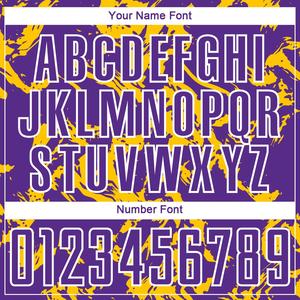 Uniforme de Fútbol Personalizado para Hombre de Alto Rendimiento en Morado y Amarillo con Nombre, Número y Marca del Equipo - Product Image 3