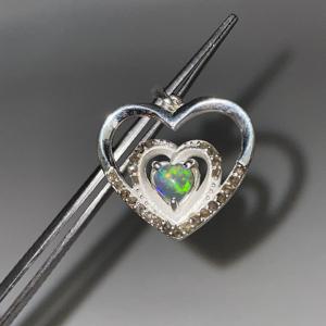 จี้หัวใจเพชรโอปอลสีเงินสเตอร์ลิง925ทันสมัยทำจากสแตนเลสอัญมณีโอปอลเอธิโอเปียธรรมชาติสำหรับปาร์ตี้ - Product Image 5